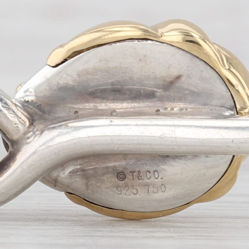 Gray Tiffany Scarab Bangle Bracelet w/ Pouch Box Sterling Silver 18k Gold 7"