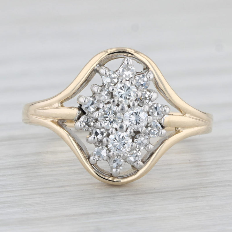 0.41ctw Diamond Cluster Ring 14k Yellow Gold Engagement Size 7