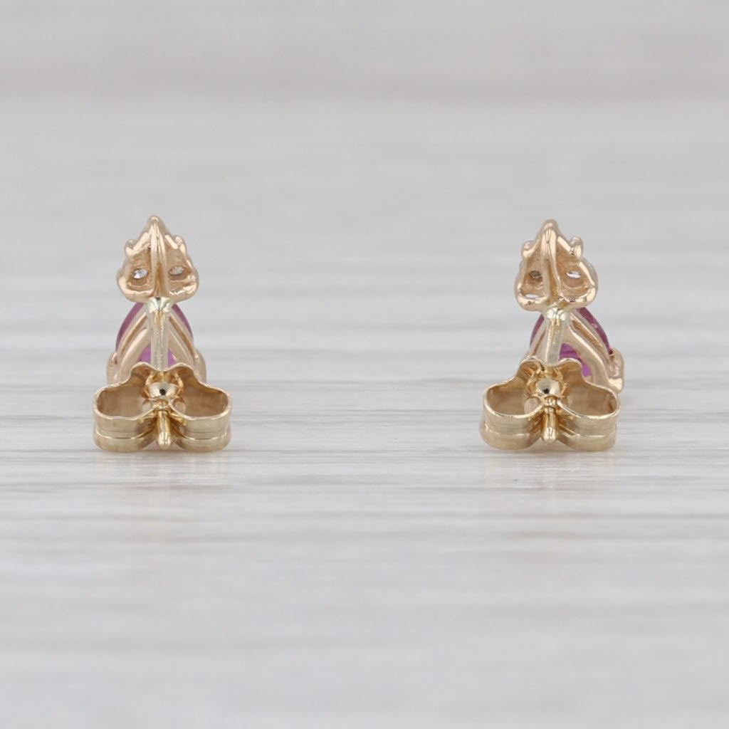 0.38ctw Pear Ruby Diamond Stud Earrings 14k Yellow Gold Teardrop Studs