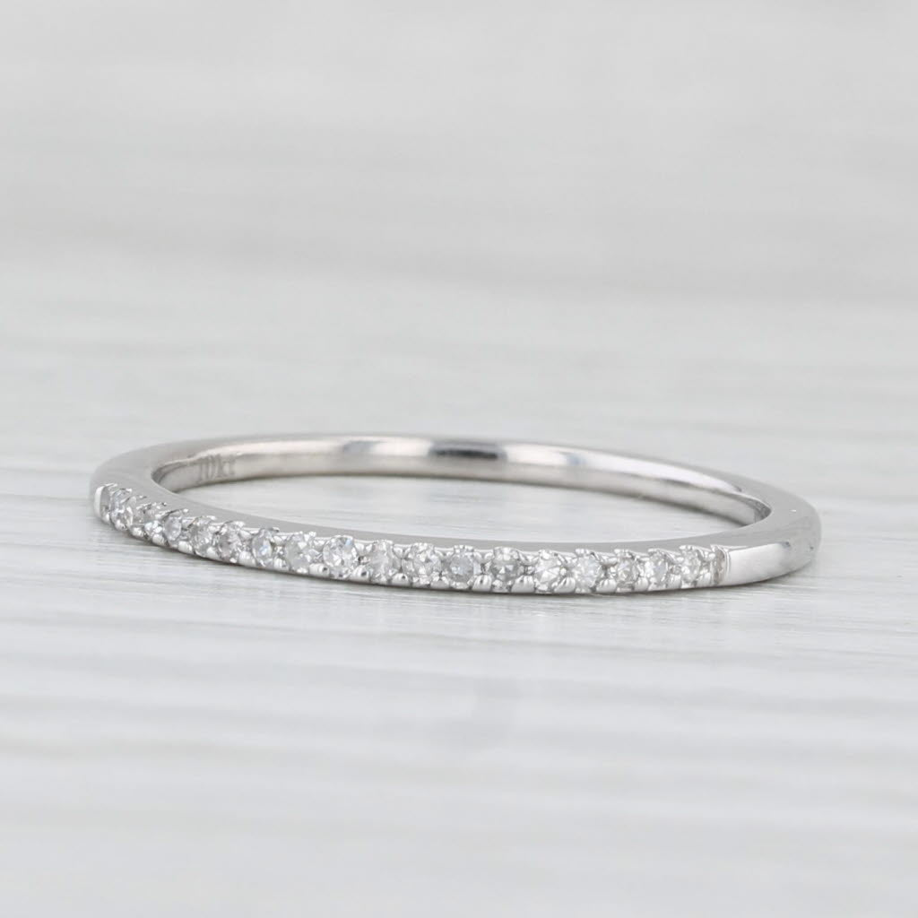 Light Gray Diamond Wedding Band 10k White Gold Stackable Size 6.75 Ring