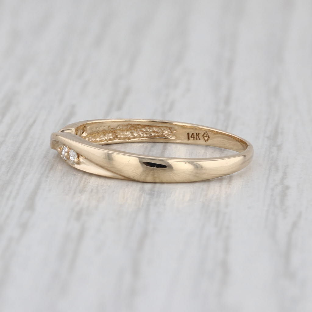 Diamond Crossover Wedding Band 14k Yellow Gold Size 7 Stackable Ring
