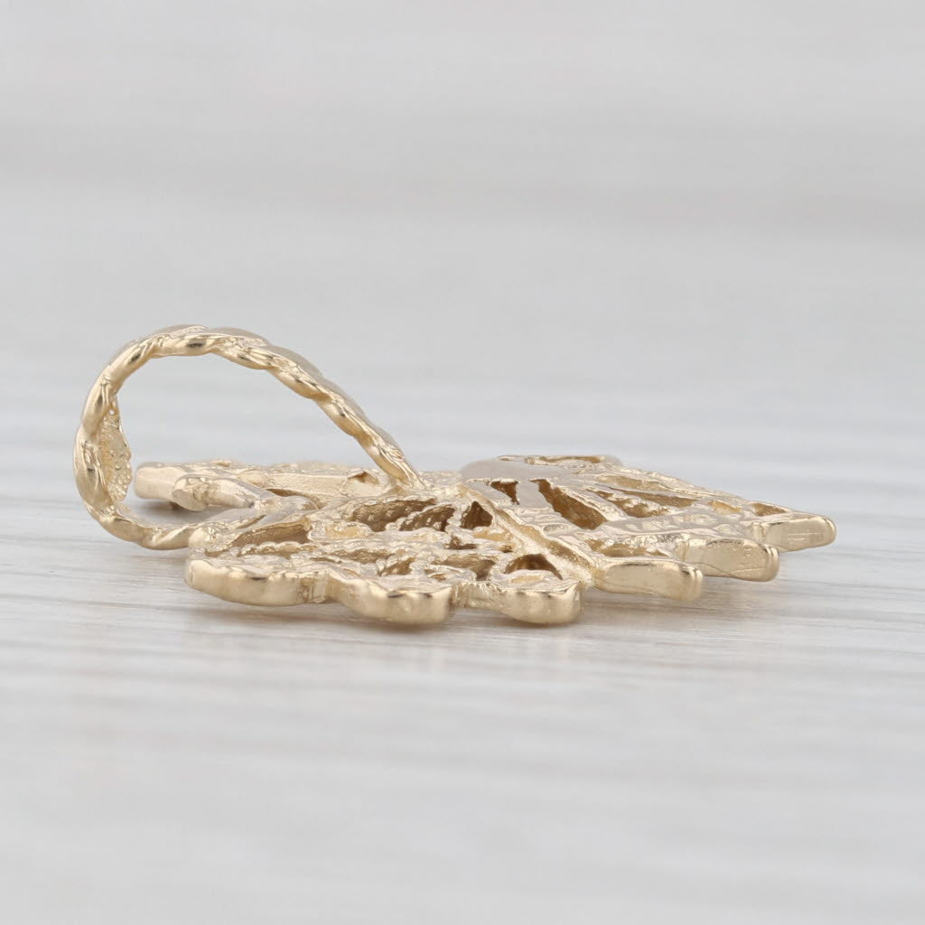 Light Gray Ornate Filigree Butterfly Pendant 14k Yellow Gold Michael Anthony