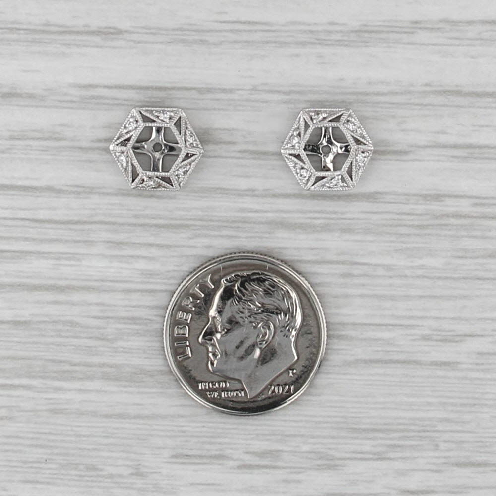 Diamond Earring Jackets Enhancers 14k White Gold for Stud Earrings