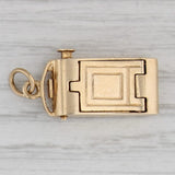 Gray Vintage Old Timey Camera Charm Pendant 14k Yellow Gold Cover Opens