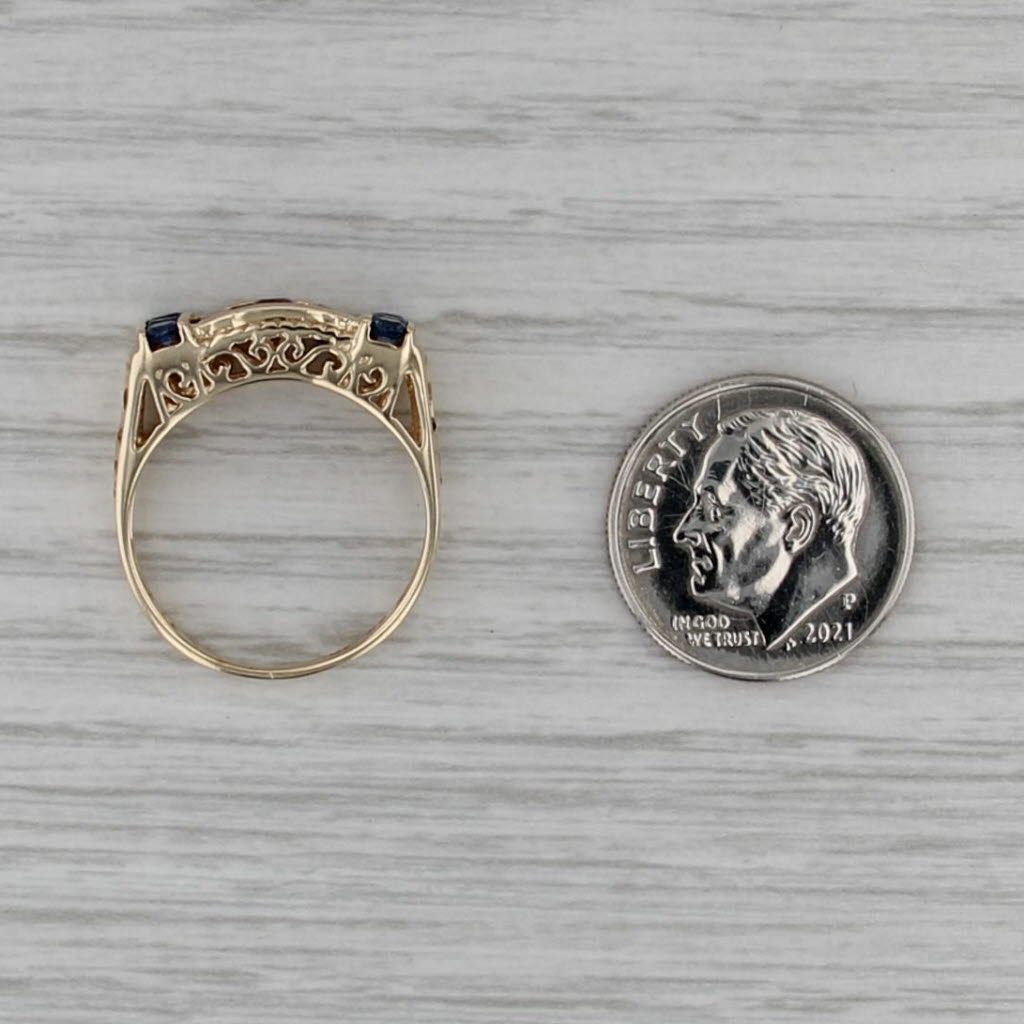 0.90ctw Blue Sapphire Amethyst Ring 10k Yellow Gold Size 6 Vintage