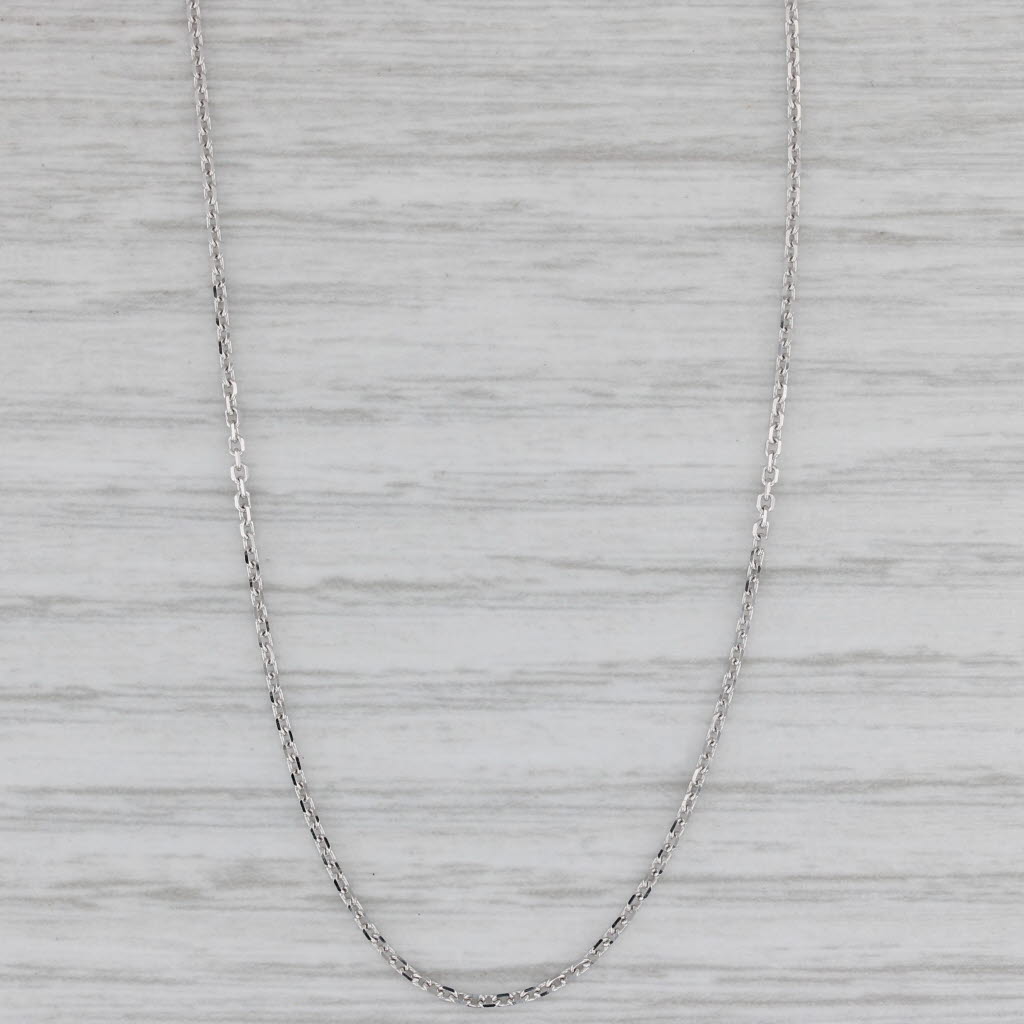 Gray New Cable Chain Necklace 10k White Gold 16" 1.1mm