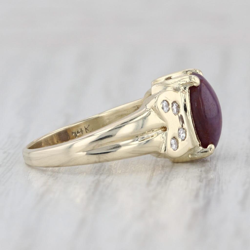 Purple Star Sapphire Diamond Ring 14k Yellow Gold Size 6 India Star Ruby