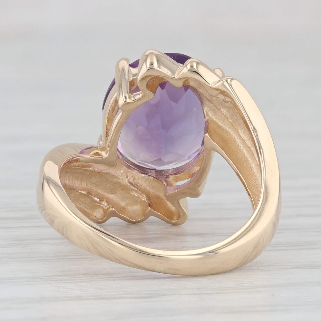 Light Gray 4.60ct Oval Amethyst Solitaire Ring 14k Yellow Gold Size 5.5 Bypass