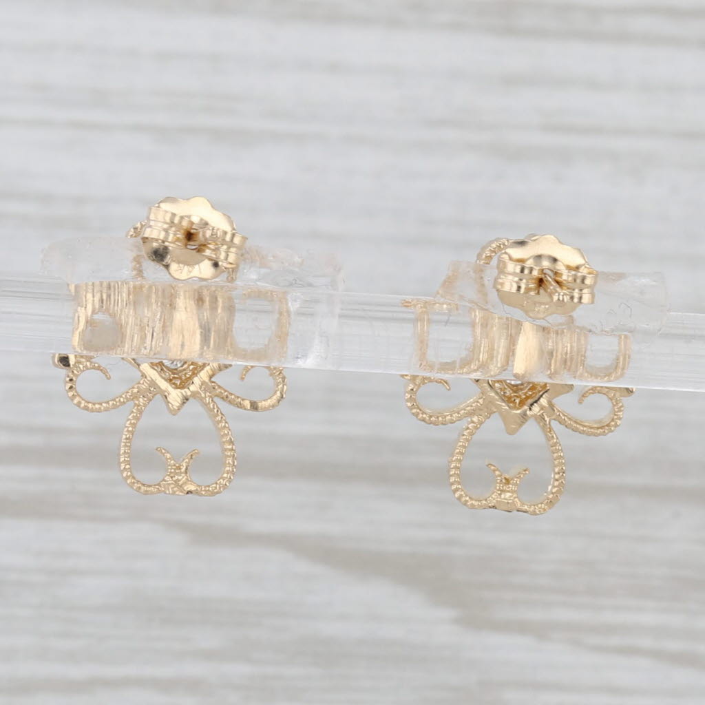 Light Gray Ornate Diamond Cross Stud Earrings 14k Yellow Gold