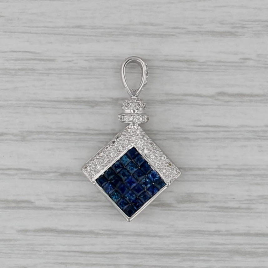 2.16ctw Diamond Sapphire Ruby Pendant 18k White Gold Drop