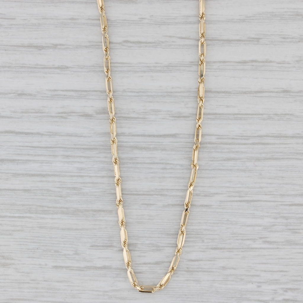 Gray 24" Fancy Cable Chain Necklace 14k Yellow Gold 1.8mm