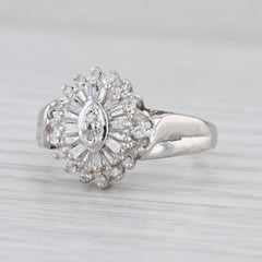 0.32ctw Diamond Cluster Halo Engagement Ring 10k White Gold Size 8