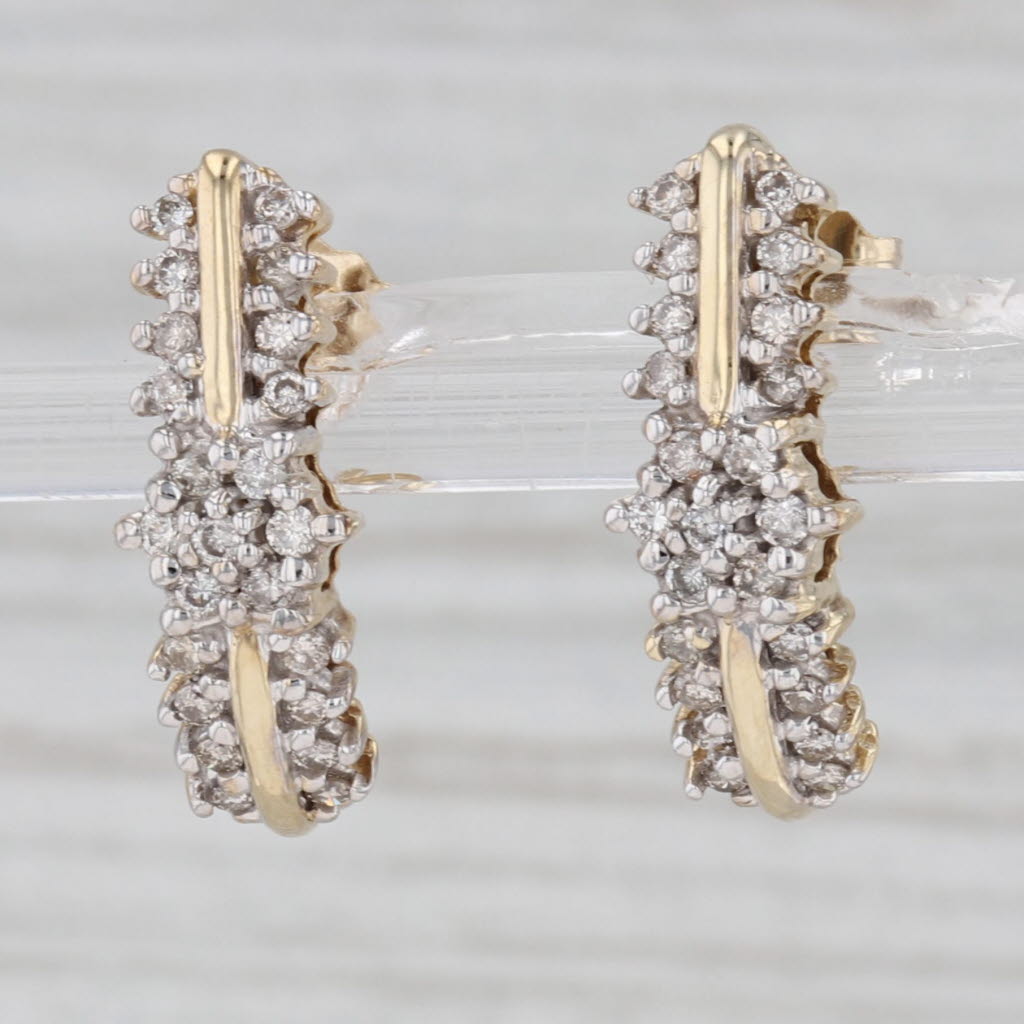 Gray 0.50cw Diamond Journey Earrings 10k Yellow Gold Drops