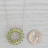 4.32ctw Peridot Wreath Pendant Necklace Sterling Silver 18" Cable Chain