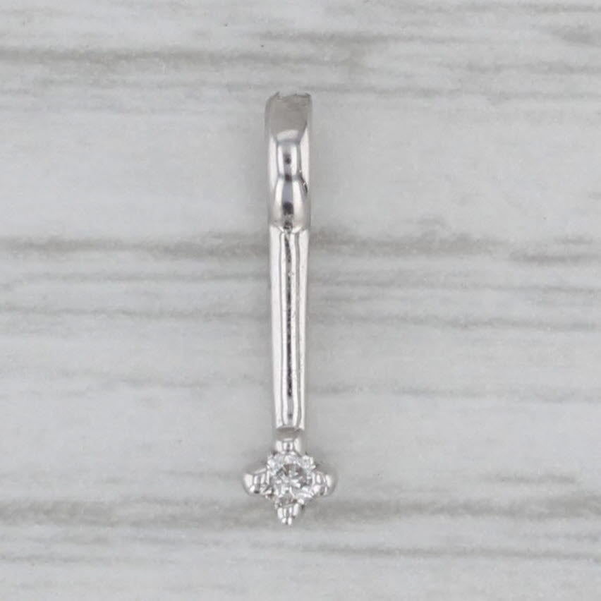 Gray Small Diamond Solitaire Drop Bar Pendant 10k White Gold