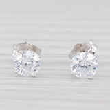0.90ctw Cubic Zirconia Round Solitaire Stud Earrings 14k White Gold