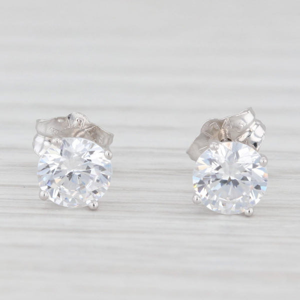 0.90ctw Cubic Zirconia Round Solitaire Stud Earrings 14k White Gold