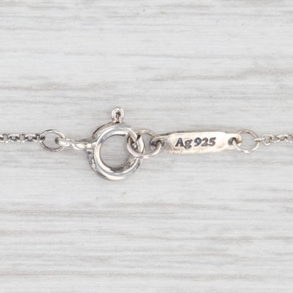 Light Gray Tiffany & Co Heart Skeleton Key Pendant Necklace Sterling Silver Blue Enamel 16"