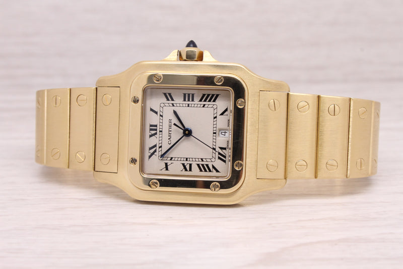 Light Gray Cartier Santos Galbee 18k Yellow Gold 29mm Quartz Watch ref.887901