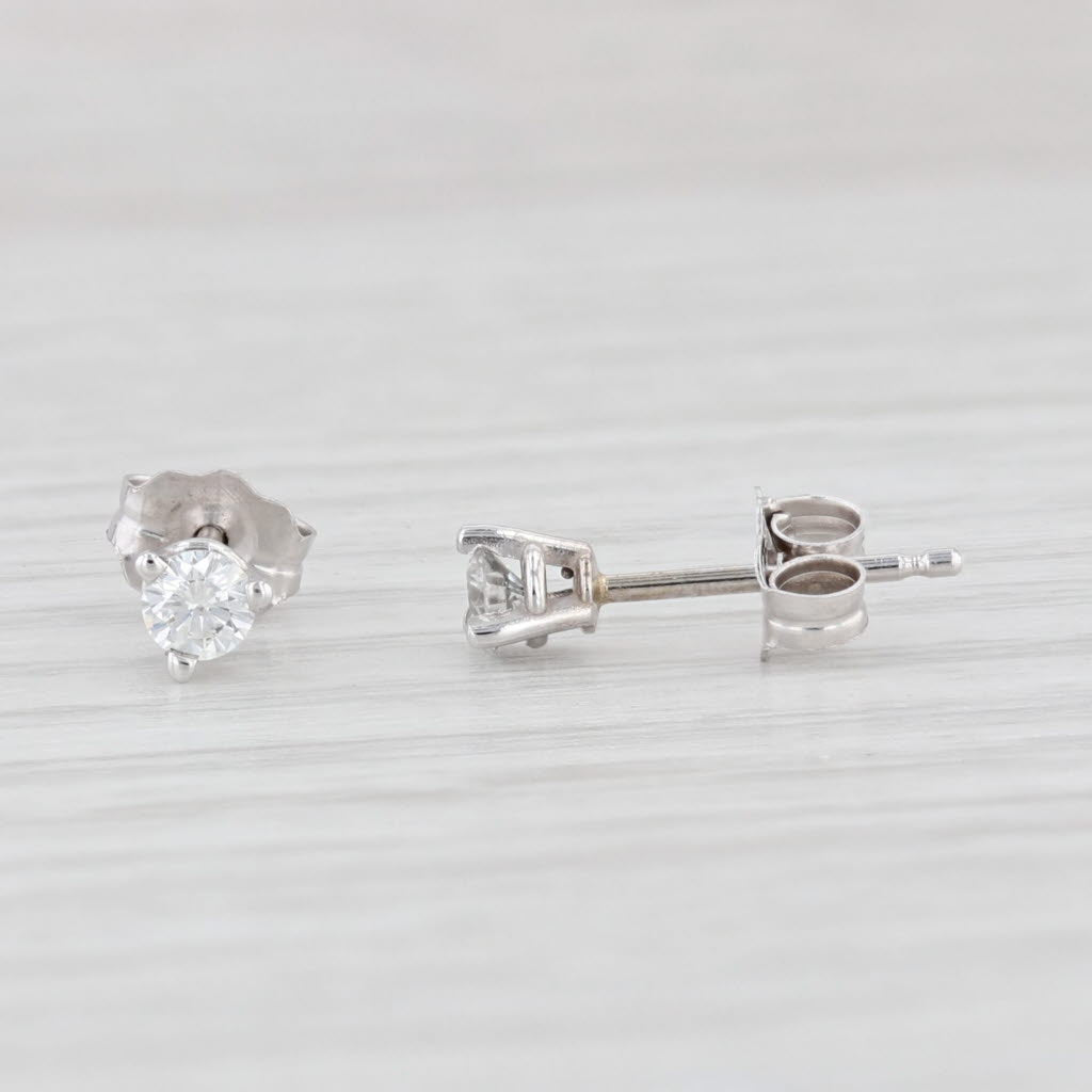 Light Gray New 0.19ctw VS2 Diamond Stud Earrings 14k White Gold Round Solitaire Studs