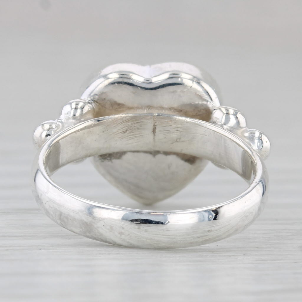 Gray Onyx Heart Ring Sterling Silver Size 6.5 Statement