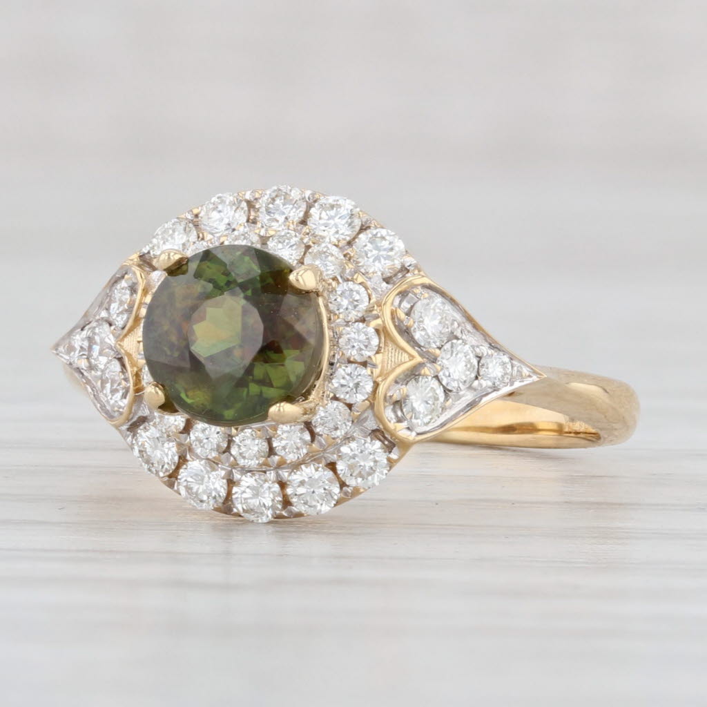 Light Gray New 2.04ctw Green Sphene Diamond Halo Ring 14k Yellow Gold Size 7 Engagement