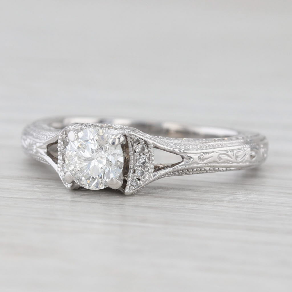 Neil Lane 0.56ctw Diamond Engagement Ring 14k White Gold Size 5.5 Cathedral Band