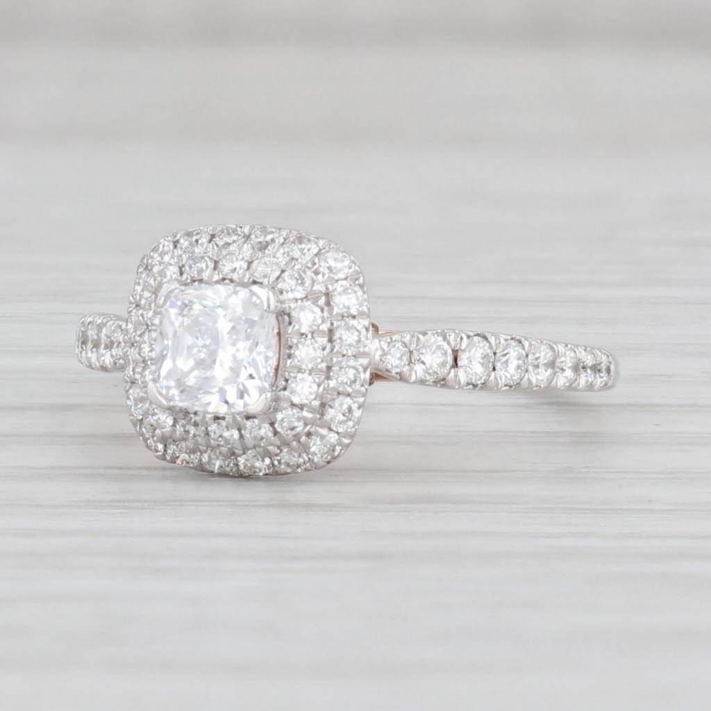 New Princess Semi Mount Diamond Halo Engagement Ring 14k White Rose Gold Sz 6.5