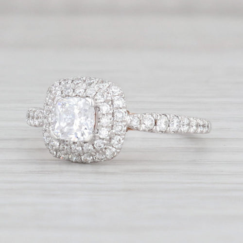 New Princess Semi Mount Diamond Halo Engagement Ring 14k White Rose Gold Sz 6.5
