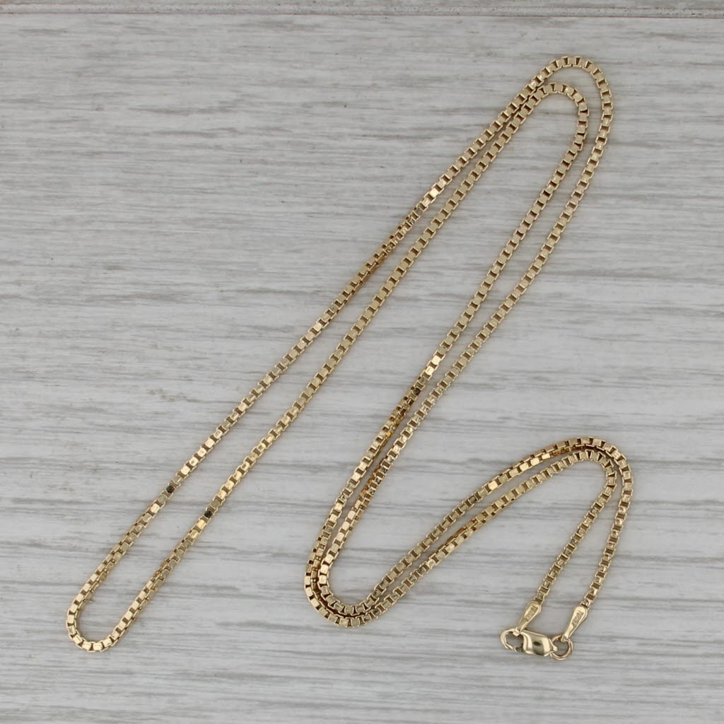 Long 22.25" 1.5mm Box Chain Necklace 10k Yellow Gold