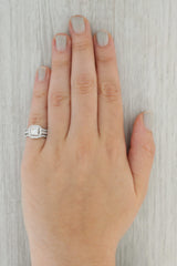 Tan 2.21ctw Diamond Engagement Ring Princess Halo Bridal Set 18k White Gold Size 6