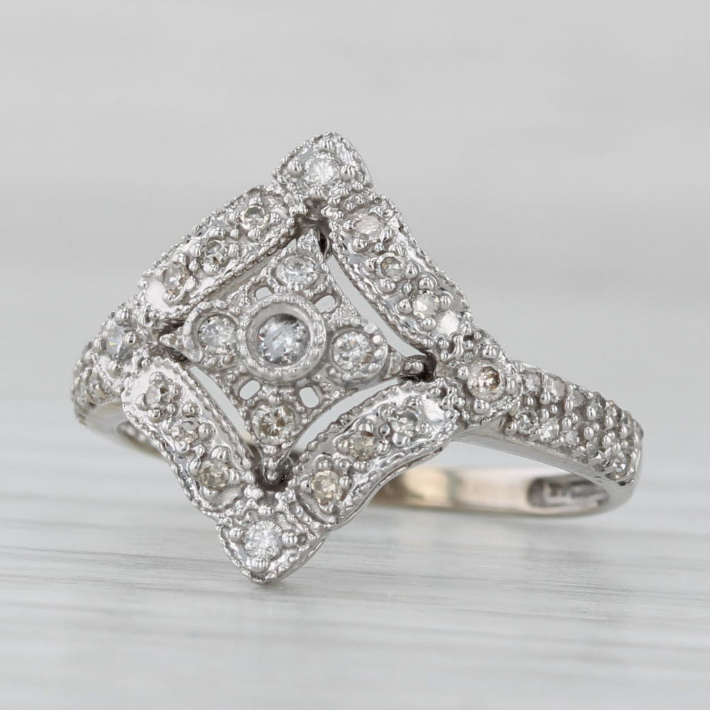Gray 0.25ctw Diamond Halo Ring 14k White Gold Size 5.25