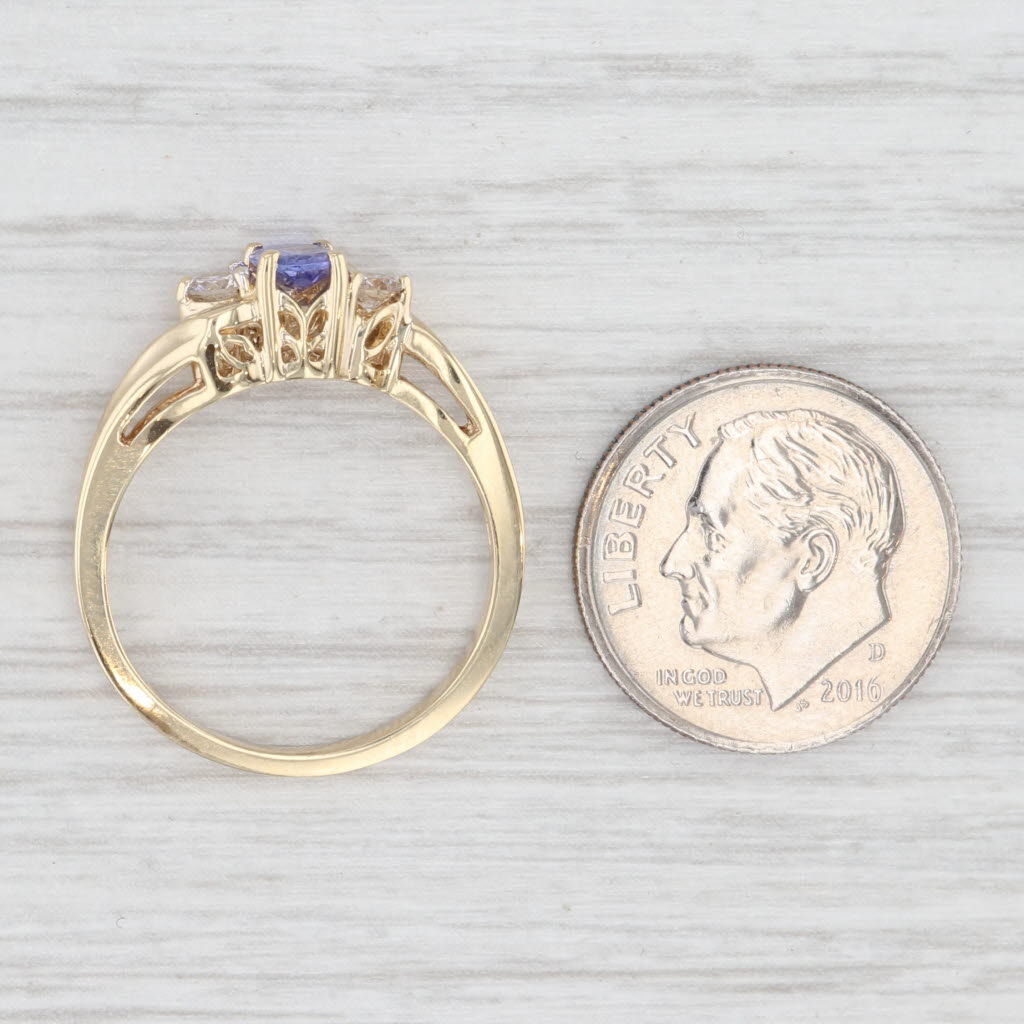 Light Gray 0.70ctw Oval Tanzanite Diamond Ring 14k Yellow Gold Size 7