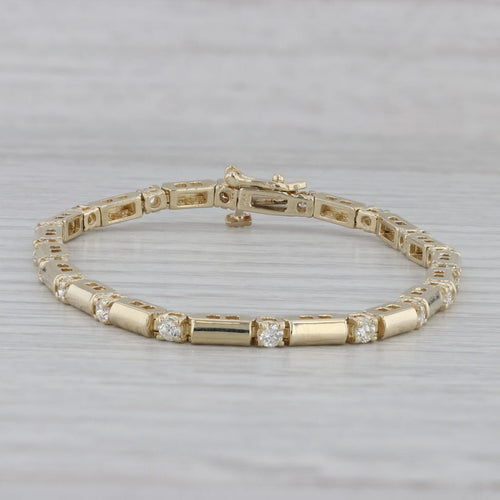 Gray 1ctw Diamond Tennis Bracelet 14k Yellow Gold 7" 2.8mm Bar Links