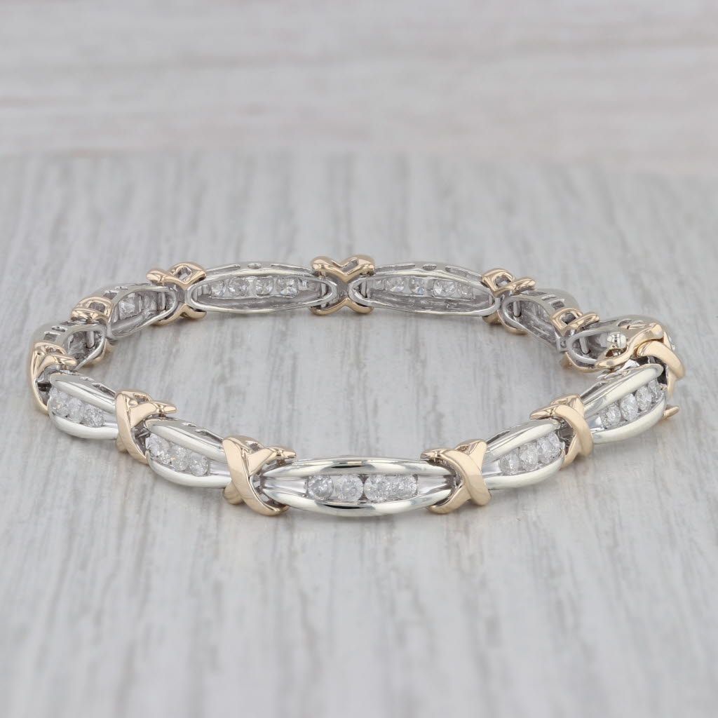 Gray 1.72ctw Diamond Tennis Bracelet 10k White Yellow Gold 7.25"