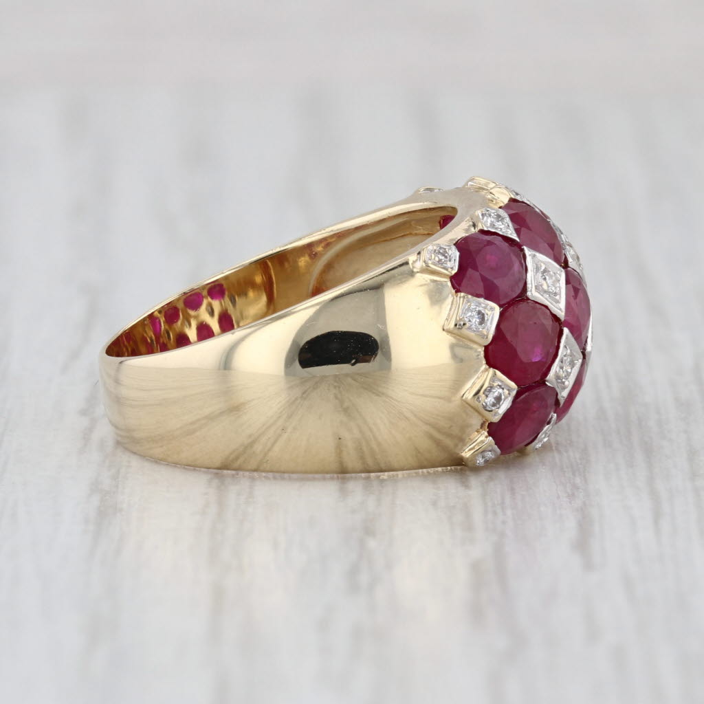 5.97ctw Ruby Diamond Domed Ring 14k Yellow Gold Size 8.25 Cocktail