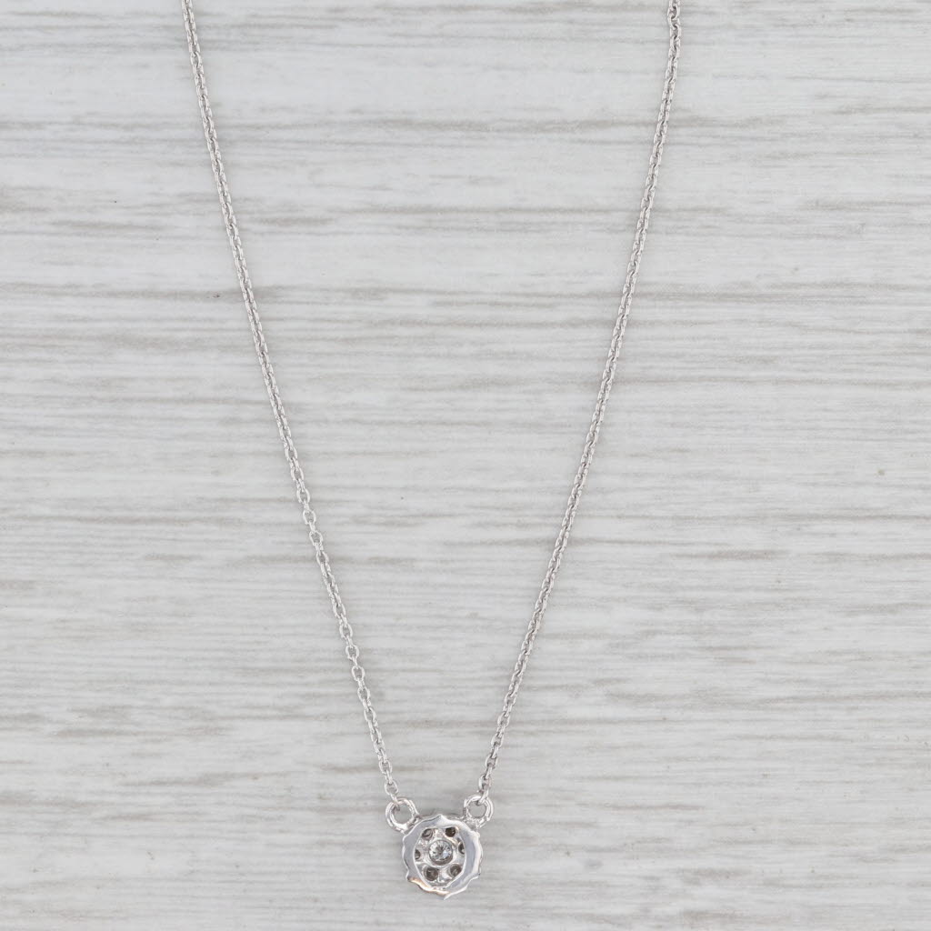 New 0.15ctw Diamond Cluster Pendant Necklace 14k White Gold Adjustable