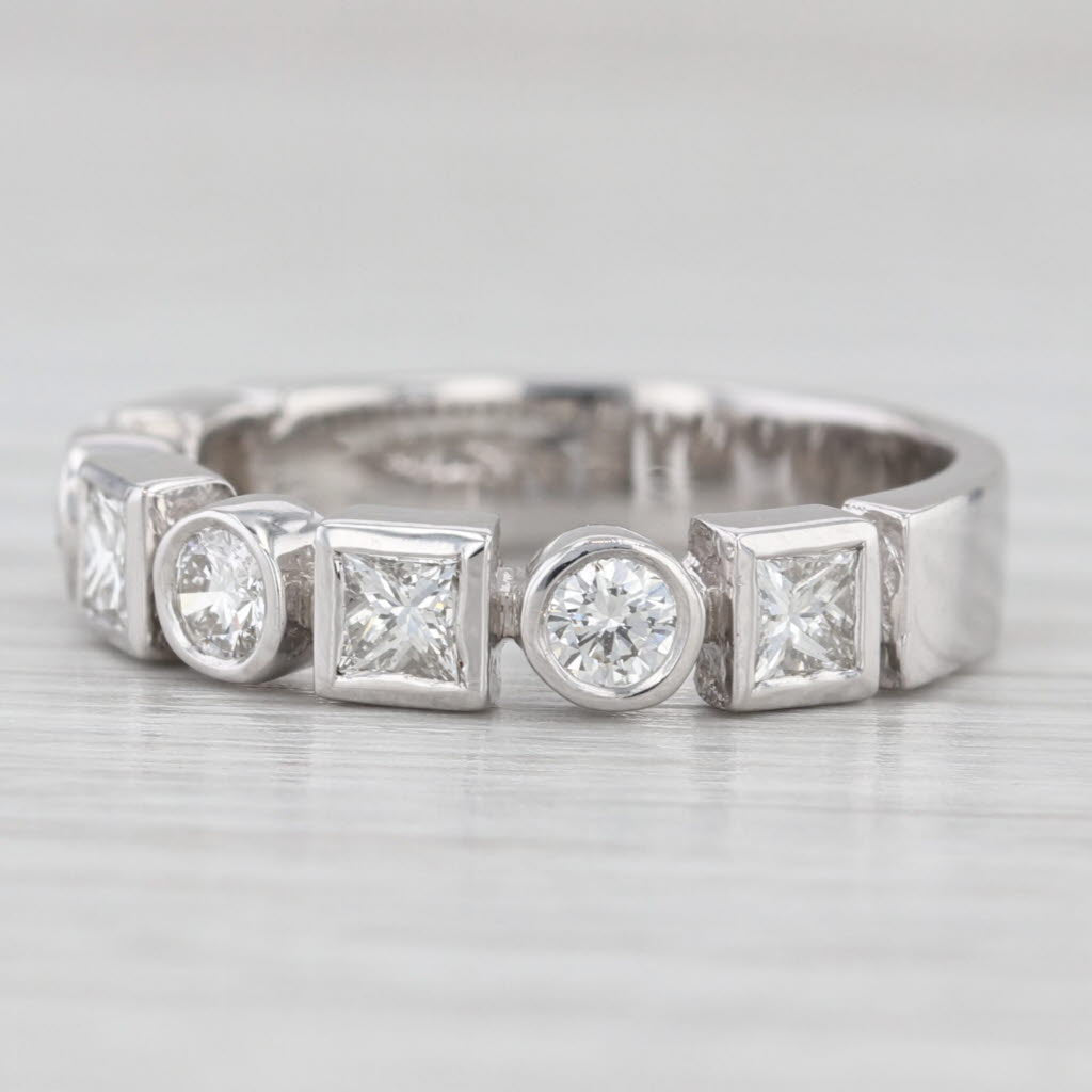 Light Gray 0.77ctw Diamond Stackable Ring 14k White Gold Wedding Anniversary Band Size 6