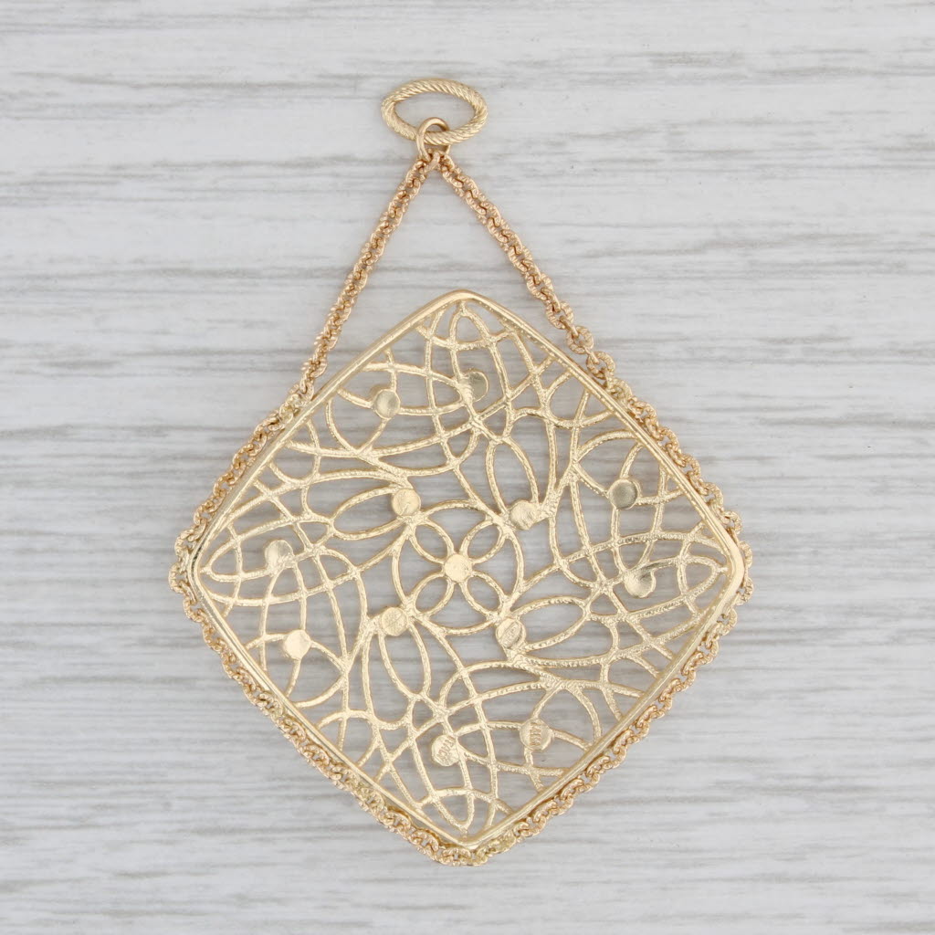 Gray Openwork Statement Pendant 14k Yellow Gold