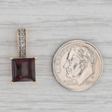 Lab Created Ruby Diamond Pendant 10k Yellow Gold Princess Drop