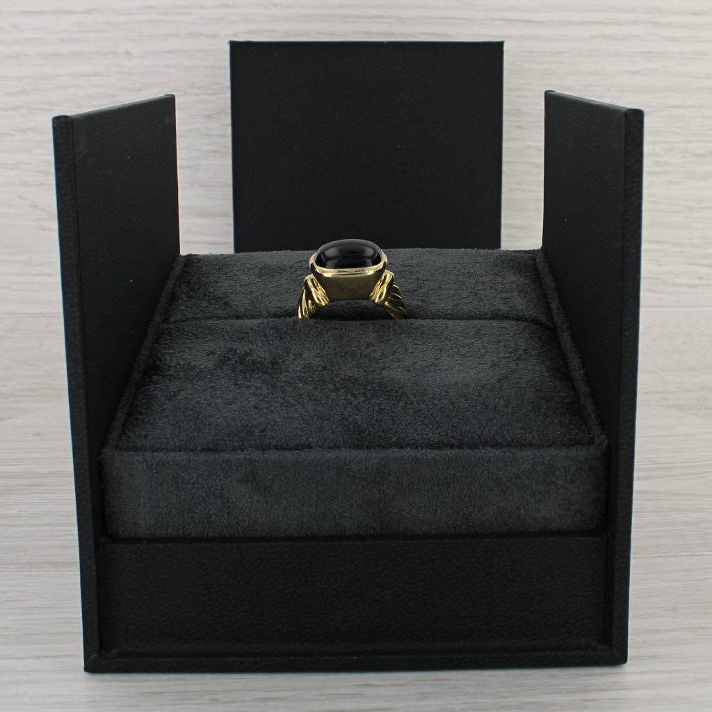 Black David Yurman Onyx Noblesse Cable Ring 18k Yellow Gold Size 9.25 with Box