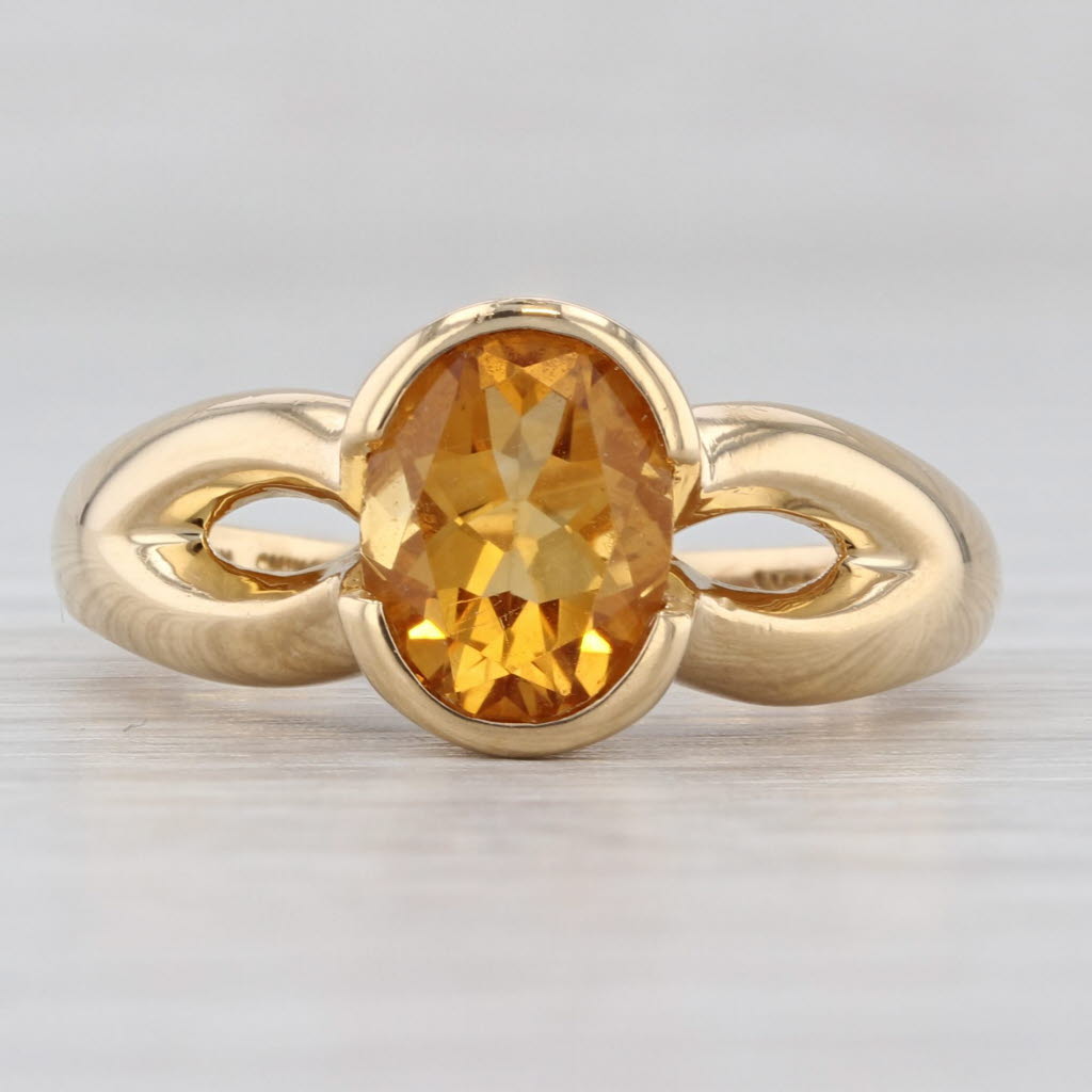 Light Gray 1.80ct Oval Citrine Solitaire Ring 18k Yellow Gold Size 7.5