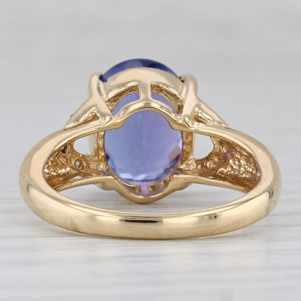 Gray 3.22ct Oval Tanzanite Diamond Ring 18k Yellow Gold Size 6.75