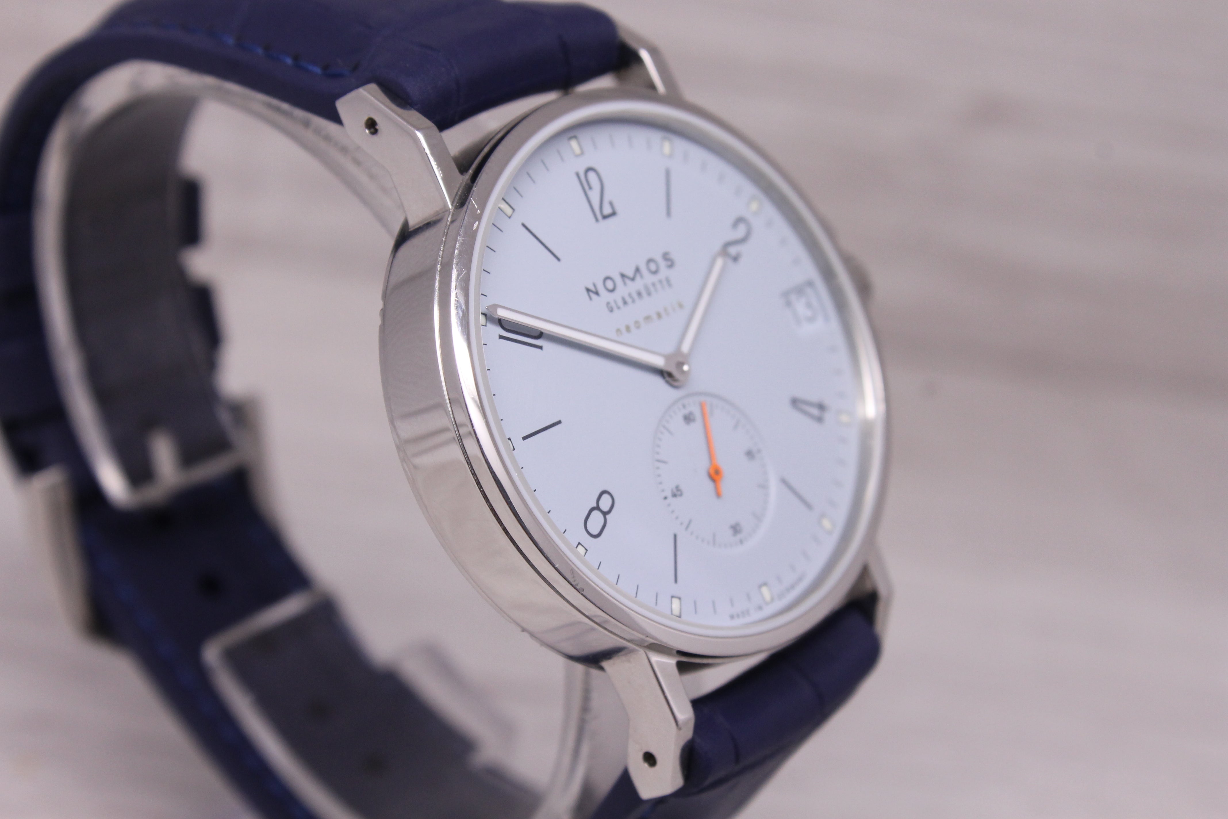 Nomos Glashutte Ahoi Neomatik 38 Date Sky Mens Steel Automatic Watch w/ Box