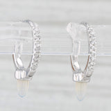 New Opal Diamond Hoop Earrings 14k White Gold Huggie Hoops