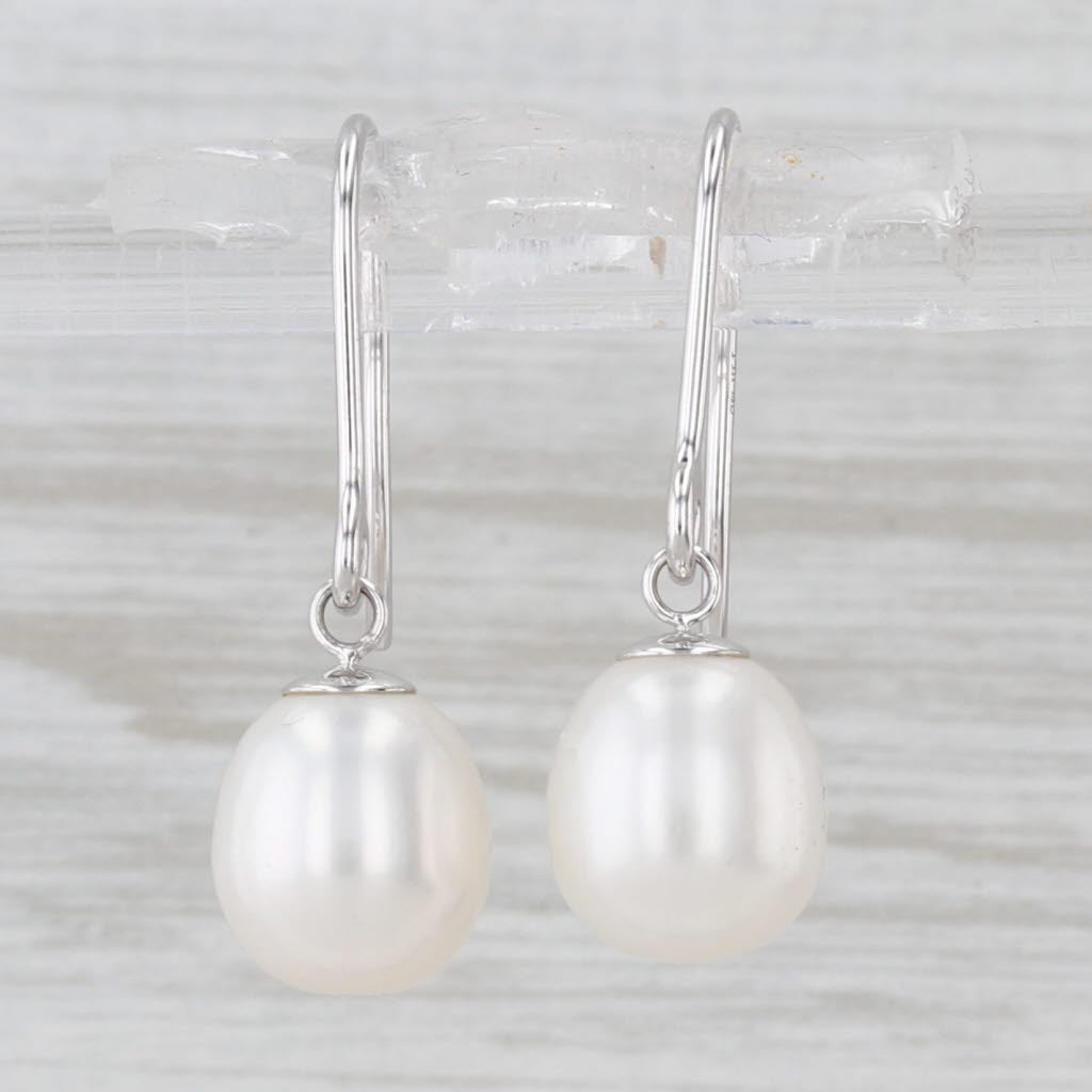 Freshwater Cultured Pearl Dangle Earrings 14k White Gold Hook Post Drops