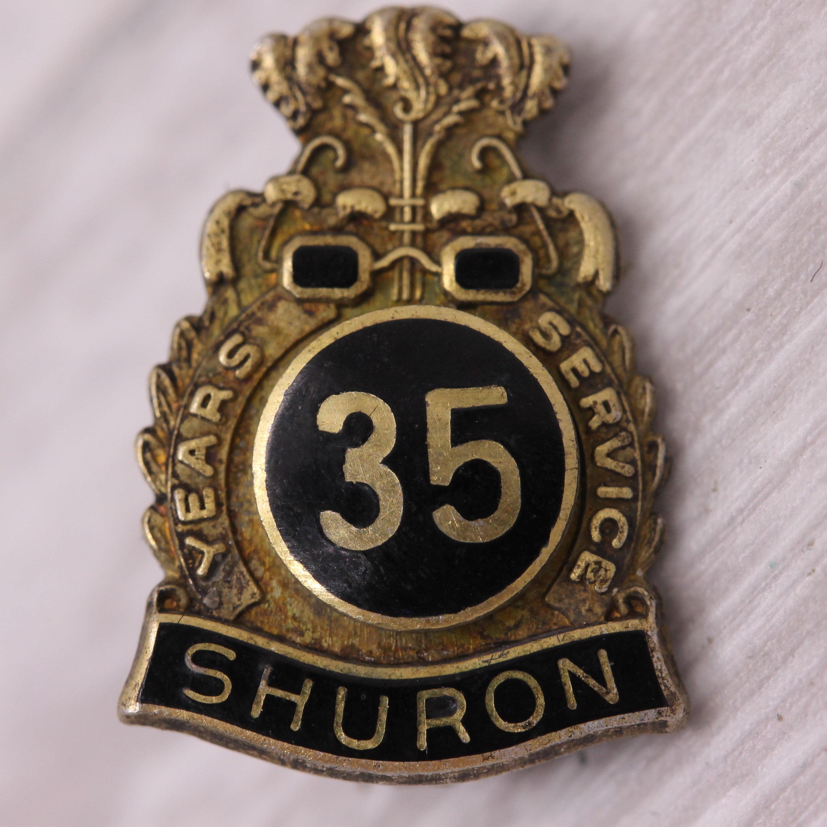 Gray Shuron 35 Years Enamel Service Pin Vintage Sterling Silver