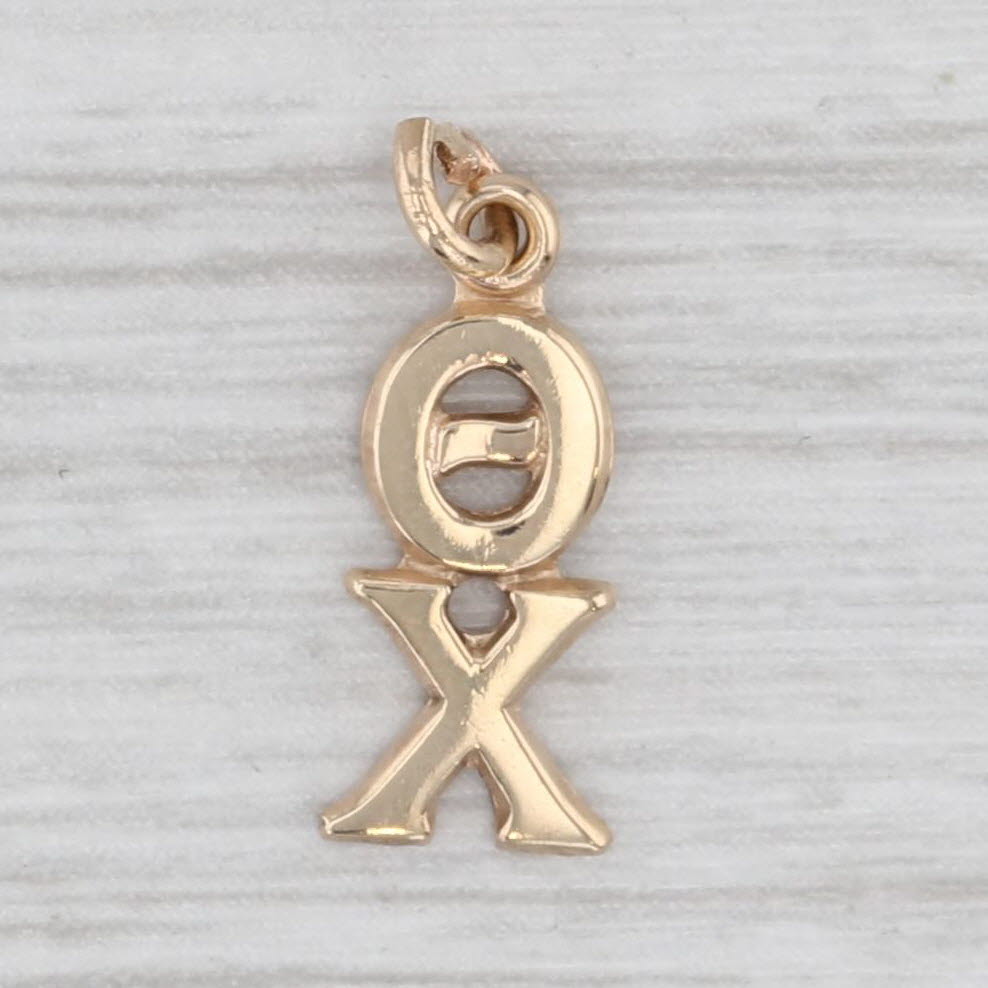Theta Chi Fraternity Pendant 10k Yellow Gold Lavalier Charm Greek Letters