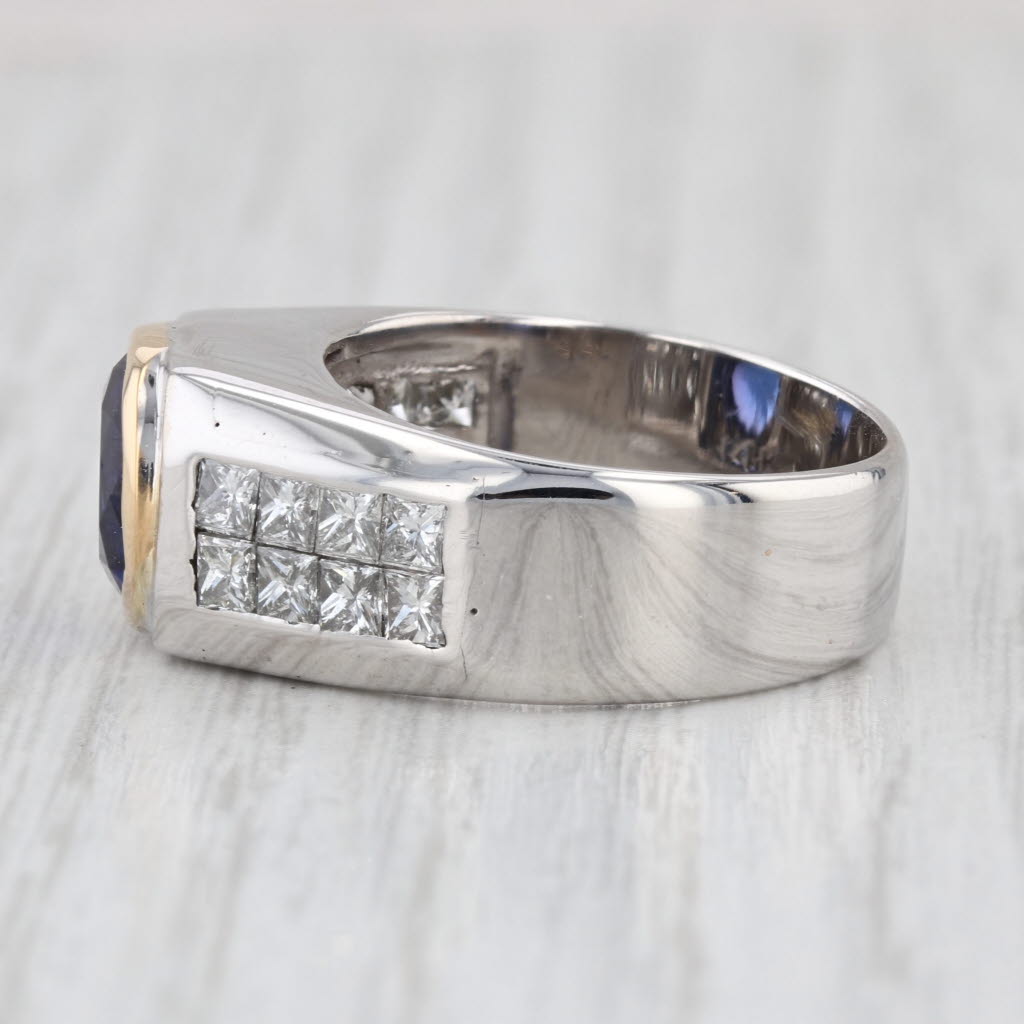 4.18ctw Tanzanite Diamond Men's Ring 14k White Yellow Gold Size 8.5