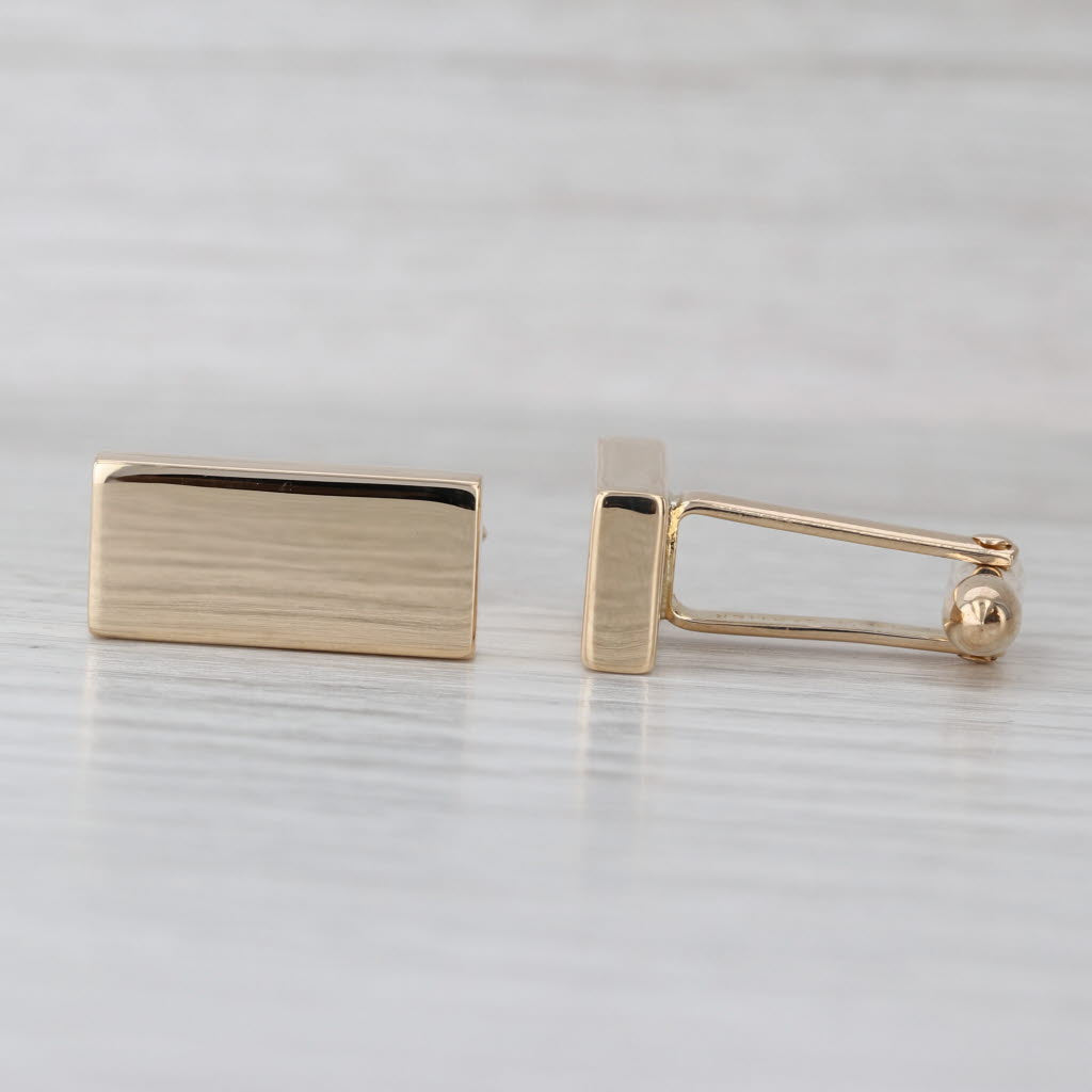 Cartier Engravable Gold Bar Cufflinks 14k Yellow Gold Folding Bar Backs